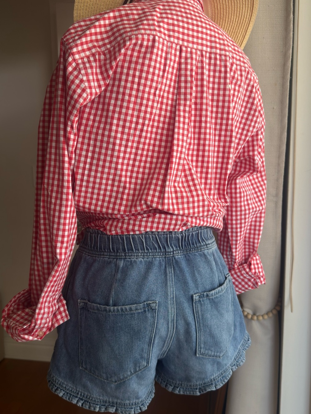 Women's Red Gingham Button-Down Shirt by Vineyard Vines size small - Picture 4 of 5